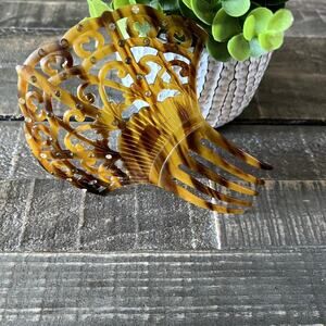 Vintage Faux Tortoiseshell and Rhinestone Hair Comb‎ Ornament